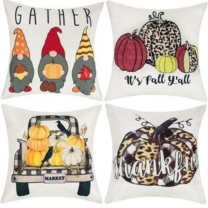 Fall Pillow Covers 18x18, 4 Pack Fall Pillows Decorative
